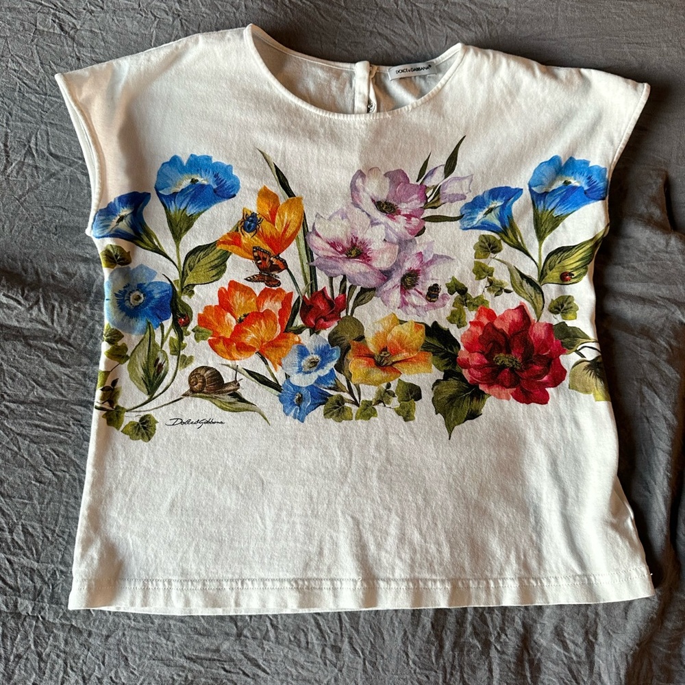 Dolce & Gabbana t-shirt kids size 9-10 white floral print
